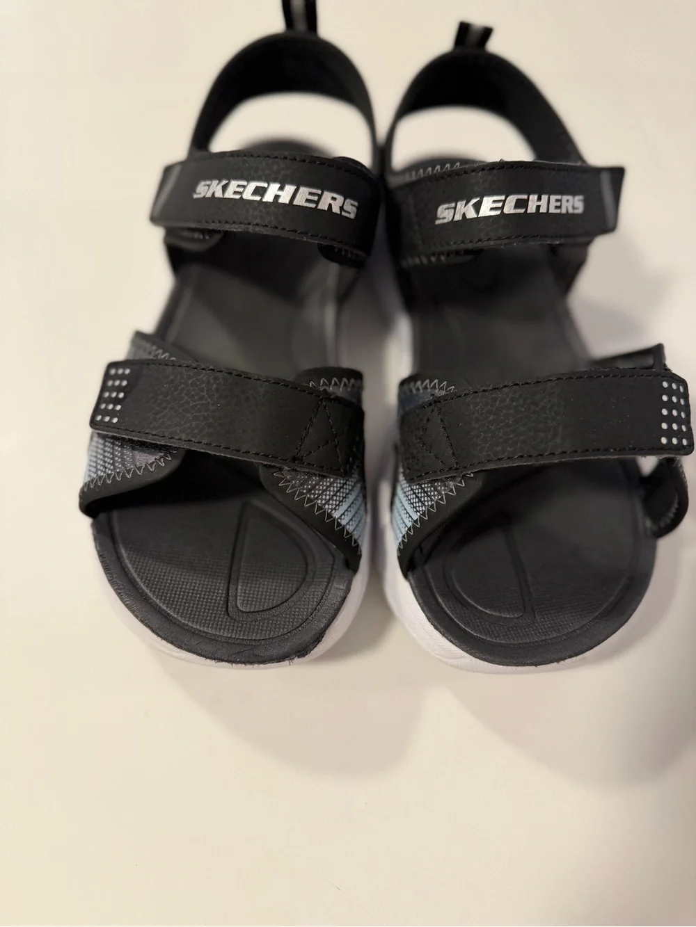 Skechers Microspec Splash Boys Sandals Size 4 Black Silver